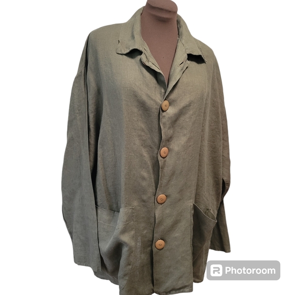 Flax Tops - Vintage 90's Flax by Jeanne Engelhart Linen Jacket Size M